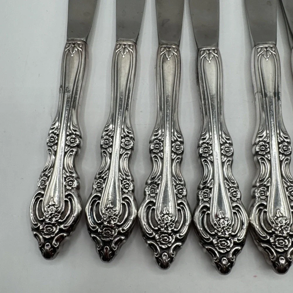 Lot Of 8 Oneida Silver Michelangelo (Stainless) Flatware‎ Hollow Dinner Knives